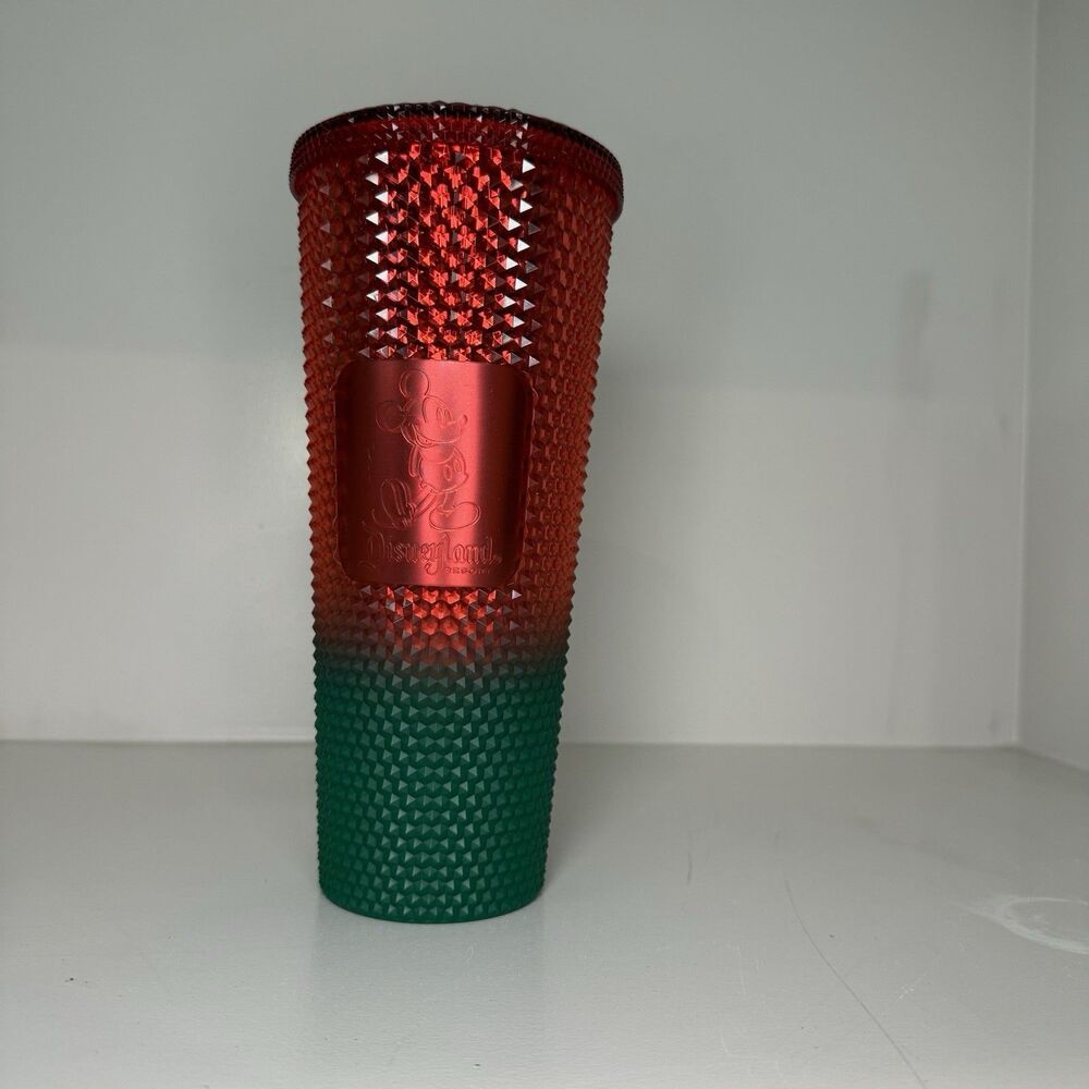 Disney 2022 Starbucks Red Green Christmas Tumbler Cup Diamond Studs No Straw